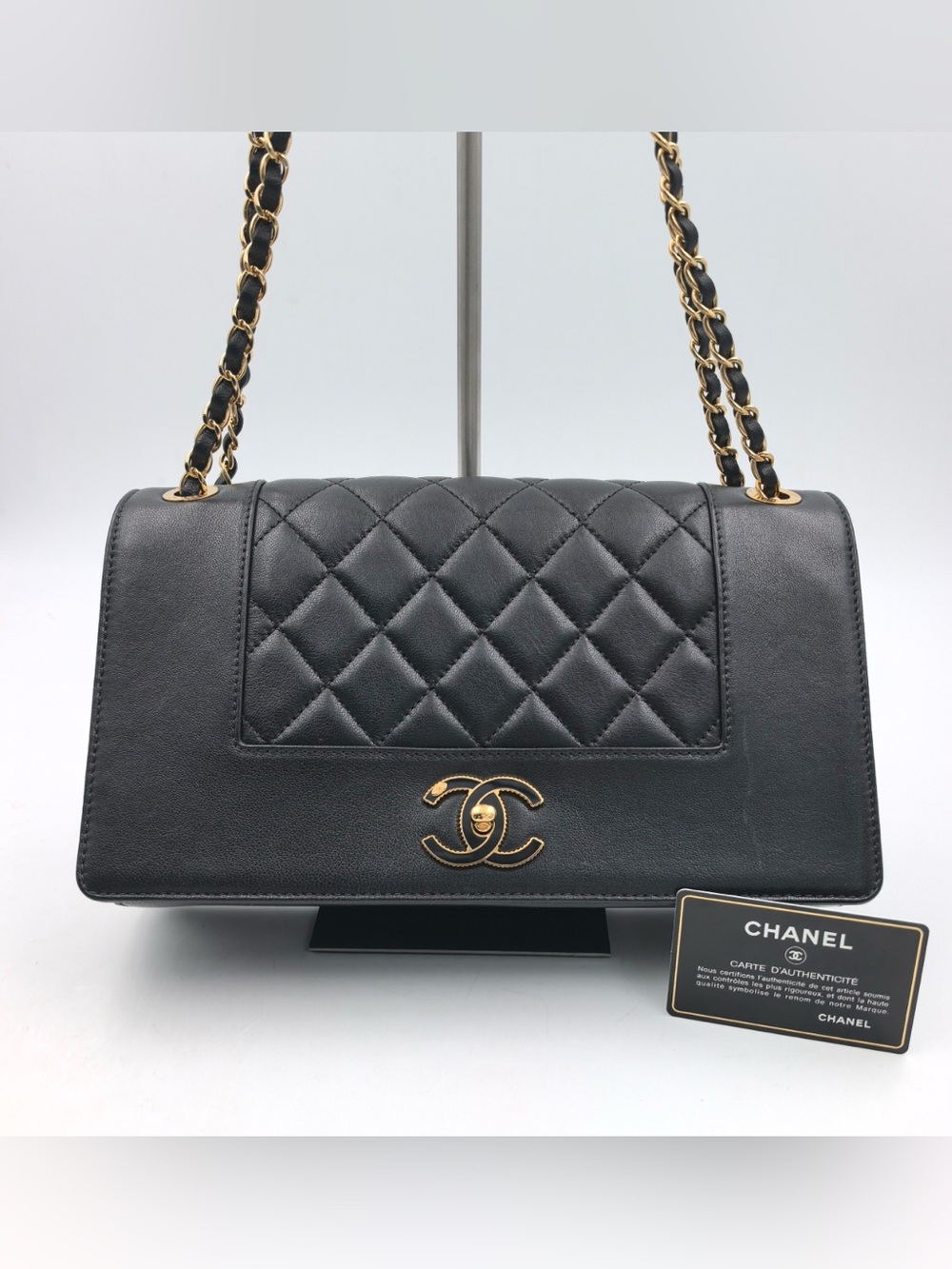 CHANEL Mademoiselle Vintage Flap bag Black Quilted Leather Shoulder Bag